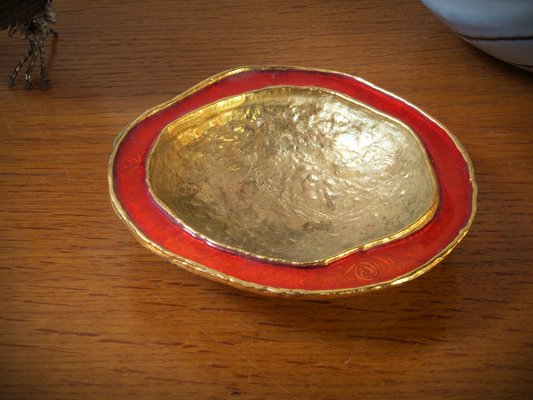 Enamelled Brass Tripod Ashtray Bowl, France, 1960s-ZJN-1772625