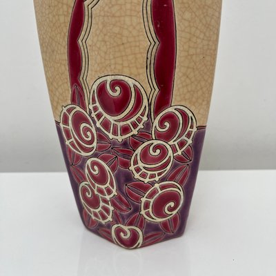 Enamelled Ceramic Table Lamp with Floral Decoration from Emaux De Longwy, France, 1930s-XOM-2025971