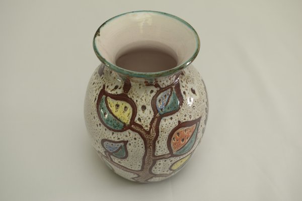 Enamelled Ceramic Vase with Animal Decoration from Vallauris, 1960s-NEN-2031486