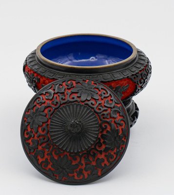 Enamelled Cloisonnet Box with Wooden Base, China, 1980s-RAQ-1328514