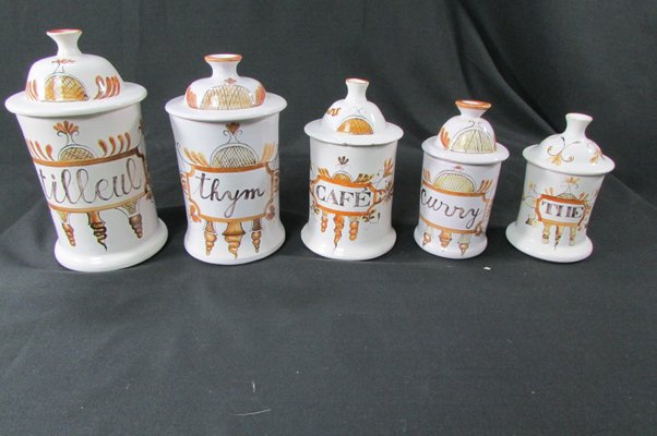 Enamelled Pharmacy and Spice Pots, 1950s, Set of 10-RDN-1316766