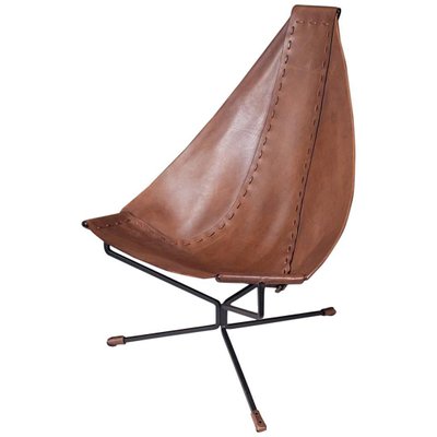 Enclosed Lotus Lounge Chair in Leather and Steel by Dan Wenger-SFD-631609