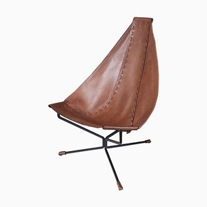 Enclosed Lotus Lounge Chair in Leather and Steel by Dan Wenger-SFD-631609