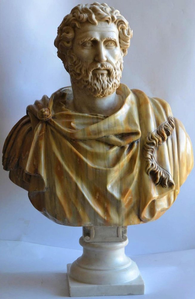 End 19th Century Italian Bust Antonino Pio in Carrara Marble