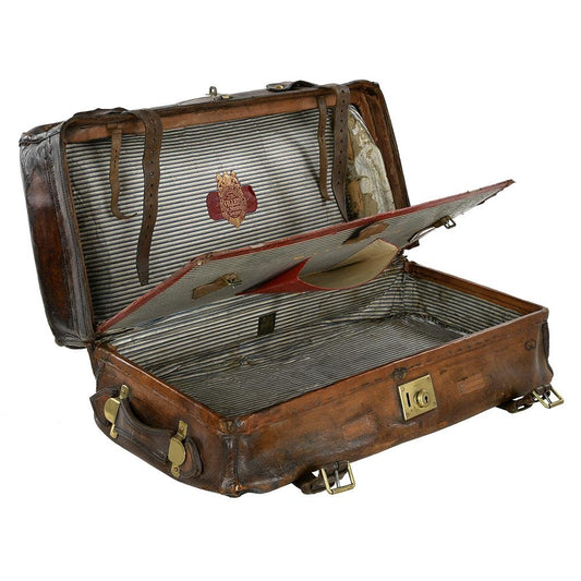 English Allen Leather Suitcase, 1920s