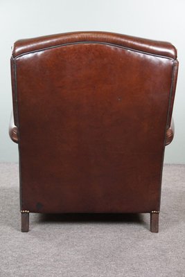 English Armchair in Dark Brown Sheep Leather-HPP-1784885