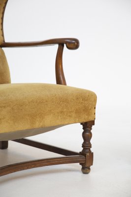 English Armchairs in Velvet and Walnut Wood, Late 19th Century, Set of 2-RCE-981796