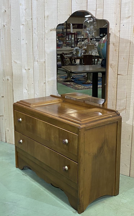 English Art Deco Walnut Dressing Table, 1930s