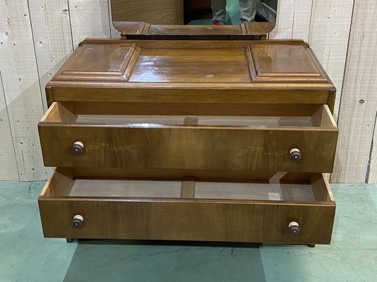 English Art Deco Walnut Dressing Table, 1930s-QYF-862171