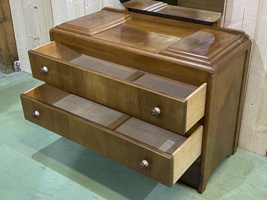 English Art Deco Walnut Dressing Table, 1930s-QYF-862171