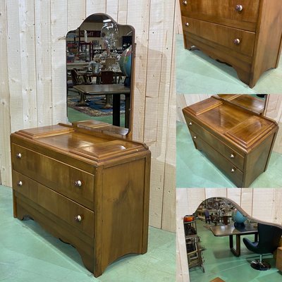 English Art Deco Walnut Dressing Table, 1930s-QYF-862171