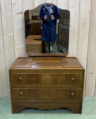 English Art Deco Walnut Dressing Table, 1930s-QYF-862171