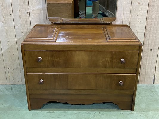 English Art Deco Walnut Dressing Table, 1930s-QYF-862171