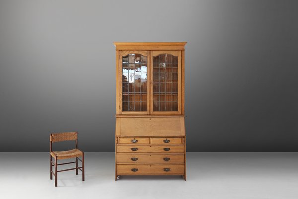 English Arts and Crafts Secretary Bookcase, 1910s-YSY-1754390