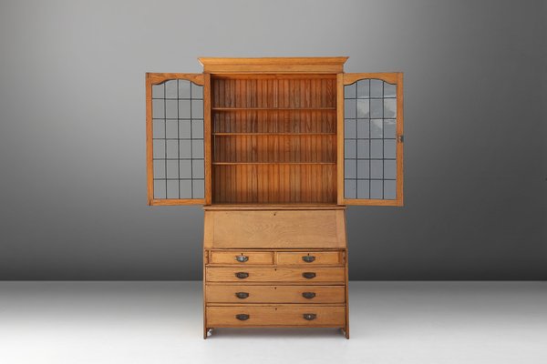 English Arts and Crafts Secretary Bookcase, 1910s-YSY-1754390