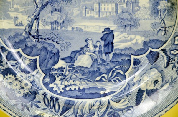 English Blue and White Dinner Plate with Bucolic Scene from CR, 1830s-YNA-783491