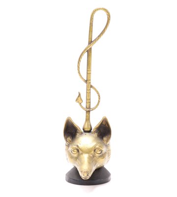 English Brass and Iron Fox Head Door Stop by Peerage, 1920s-MY-991139