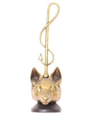 English Brass and Iron Fox Head Door Stop by Peerage, 1920s-MY-991139