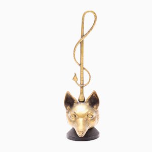 English Brass and Iron Fox Head Door Stop by Peerage, 1920s-MY-991139