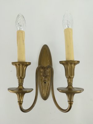 English Brass Double Arm Wall Lamps, Set of 2-KDB-1306252