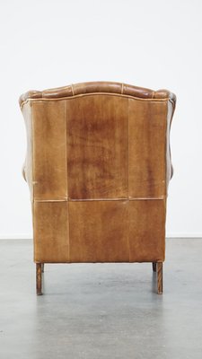 English Brown Leather Wing Chair-HPP-2039532