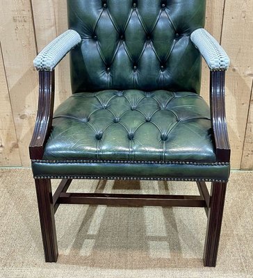 English Chesterfield Leather Armchair, 1970s-QYF-2024538