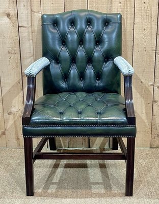 English Chesterfield Leather Armchair, 1970s-QYF-2024538