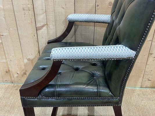 English Chesterfield Leather Armchair, 1970s-QYF-2024538