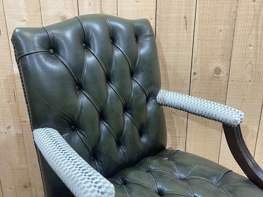 English Chesterfield Leather Armchair, 1970s-QYF-2024538