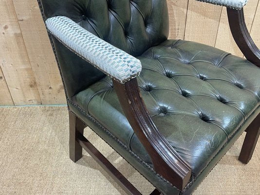 English Chesterfield Leather Armchair, 1970s-QYF-2024538