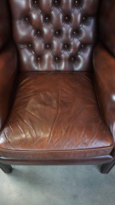 English Chesterfield Wing Chair in Leather-HPP-2039530