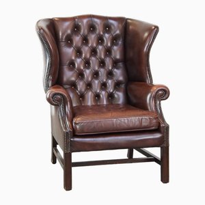 English Chesterfield Wing Chair in Leather-HPP-2039530