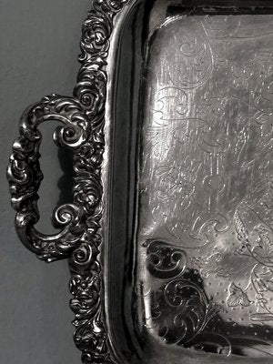 English Early Victorian Sheffield Tray with Handles, 1840-QRS-2031439