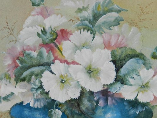 English Flowers in a Bowl Watercolor, 1905-ARU-626095