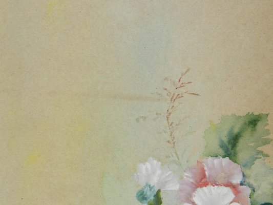 English Flowers in a Bowl Watercolor, 1905-ARU-626095