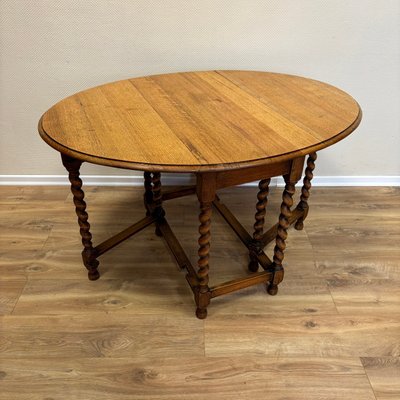 English Gateleg Oval Oak Folding Table-ALF-2033463