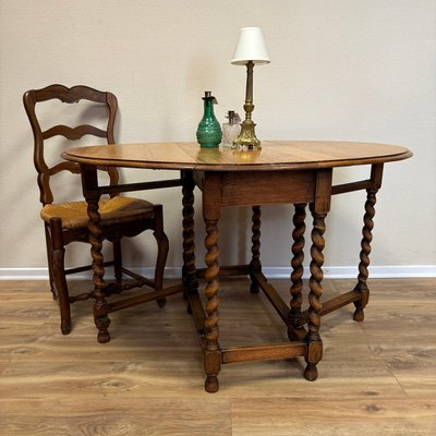 English Gateleg Oval Oak Folding Table-ALF-2033463