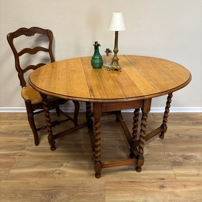 English Gateleg Oval Oak Folding Table-ALF-2033463