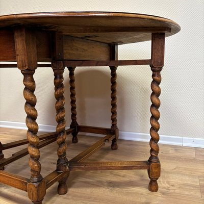 English Gateleg Oval Oak Folding Table-ALF-2033463