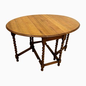 English Gateleg Oval Oak Folding Table-ALF-2033463