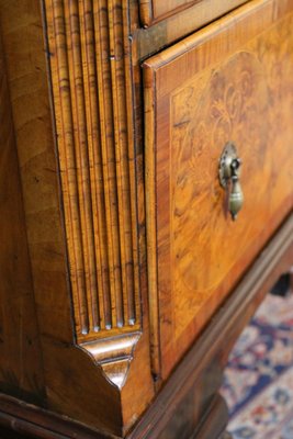 English George II Style Burl Walnut and Marquetry Chest on Stand or Highboy, 1890s-AXE-1433464