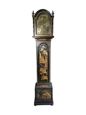 English George III 18th Century Japanned Tall Case Clock with Chinoiserie Décor, 1750s-FDW-2026502