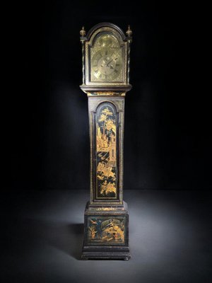 English George III 18th Century Japanned Tall Case Clock with Chinoiserie Décor, 1750s-FDW-2026502