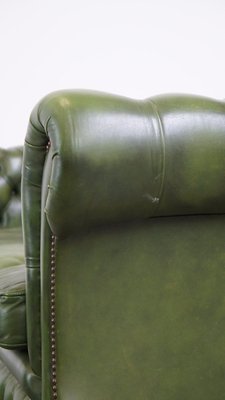 English Green Leather 2.5 Seater Chesterfield Sofa-HPP-2039535