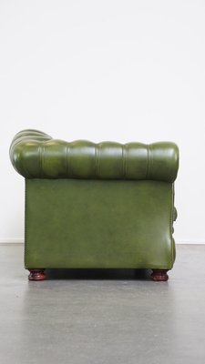 English Green Leather 2.5 Seater Chesterfield Sofa-HPP-2039535