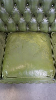 English Green Leather 2.5 Seater Chesterfield Sofa-HPP-2039535