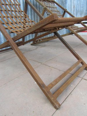 English Iron Steamer Ship Deck Chairs, 1920s, Set of 2-EA-1797570