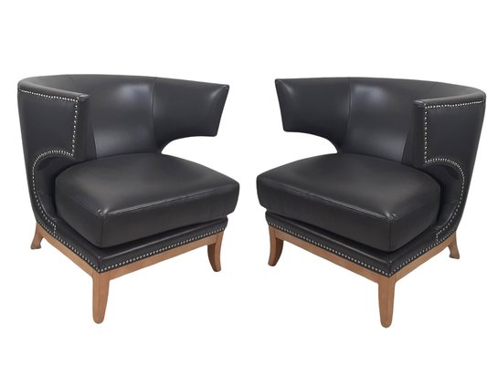 English Leather Savoy Club Chair by Andrew Martin, Set of 2-TCS-1187792