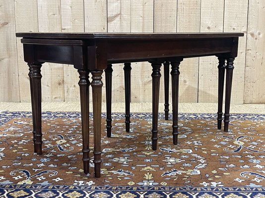 English Nesting Tables in Mahogany and Leather Top Under Glass, 1950s, Set of 3-QYF-1724022