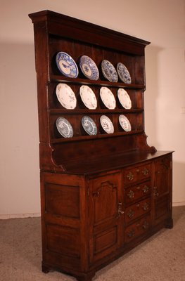 English Oak Dresser with Plate Rack, Early 18th Century-HPU-957377